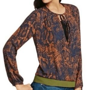 Cabi 101 Border Wrap Crossover Snakeskin Top Blouse {Medium} LN